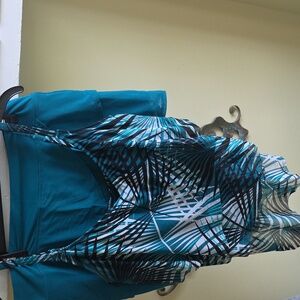 Coco Reef Teal Women's Bra-Sized Swim Tankini And Skirt Included